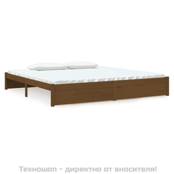 Рамка за легло, меденокафява, дърво масив, 200x200 см