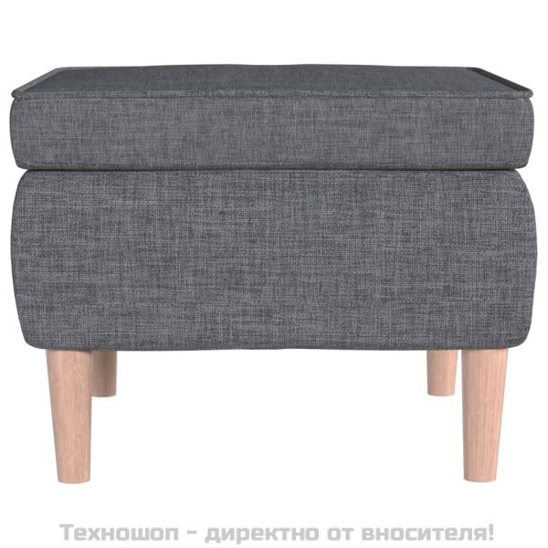 Табуретка с дървени крака, светлосива, текстил