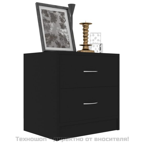 Нощно шкафче, черно, 40x30x40 см, инженерно дърво