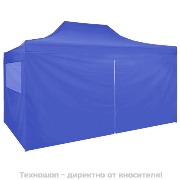 Сгъваема парти шатра с 4 странични стени 3х4 м стомана синя