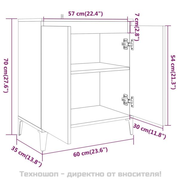 Сайдборд, опушен дъб, 60x35x70 см, инженерно дърво