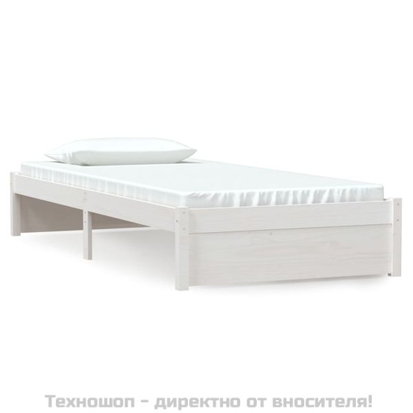 Рамка за легло, бяла, масивно дърво, 90х200 см