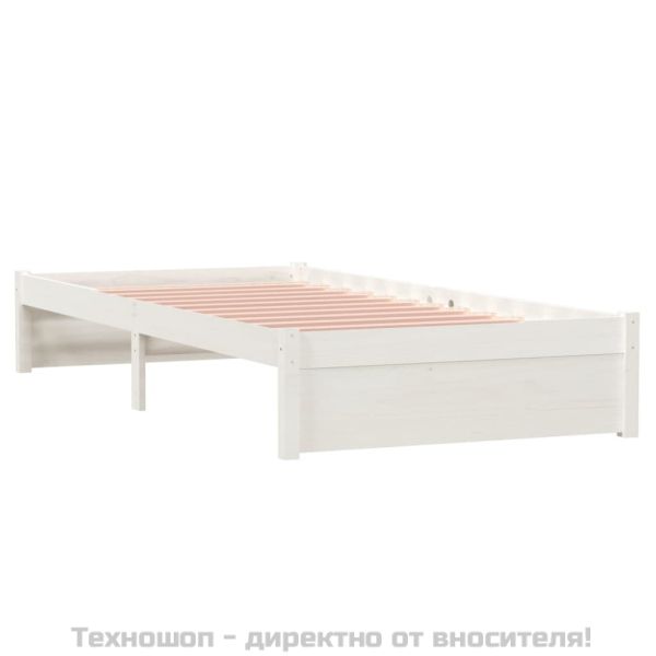 Рамка за легло, бяла, масивно дърво, 90х200 см
