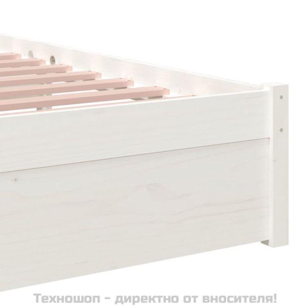 Рамка за легло, бяла, масивно дърво, 90х200 см