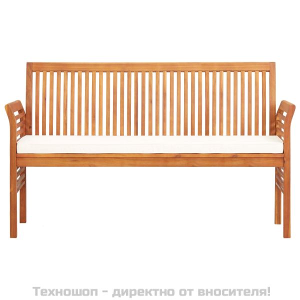 3-местна градинска пейка с възглавница, 150 см, акация масив