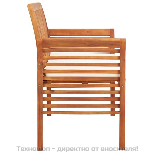 3-местна градинска пейка с възглавница, 150 см, акация масив