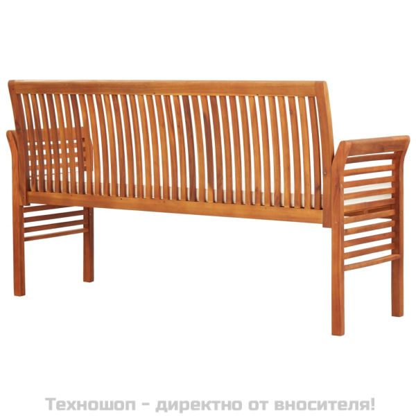 3-местна градинска пейка с възглавница, 150 см, акация масив