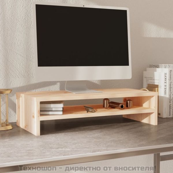 Поставка за монитор, 50x24x13 см, бор масив