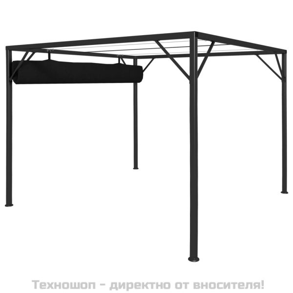 Градинска шатра с прибиращ се покрив, 3x3 м, антрацит