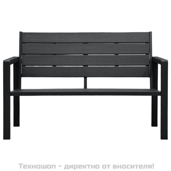 Градинска пейка, 120 cм, HDPE, черна, имитация на дърво
