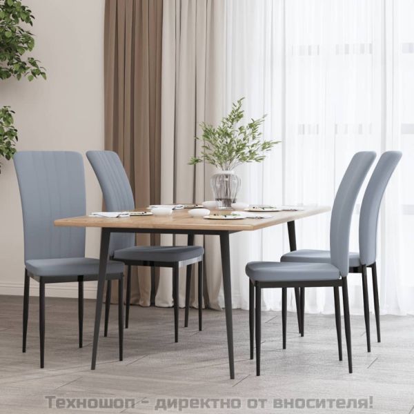 Трапезни столове, 4 бр, светлосиви, кадифе