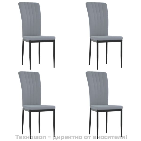 Трапезни столове, 4 бр, светлосиви, кадифе