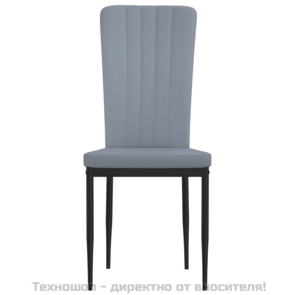 Трапезни столове, 4 бр, светлосиви, кадифе