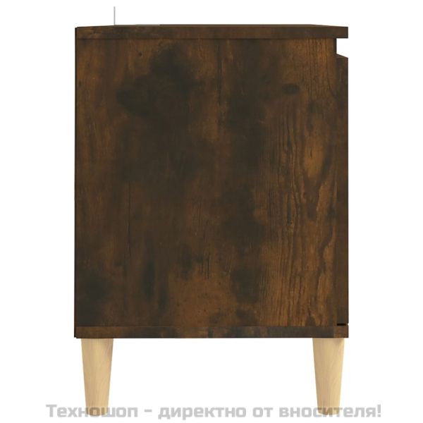 ТВ шкаф с крака от масивно дърво, опушен дъб, 103,5x35x50 см