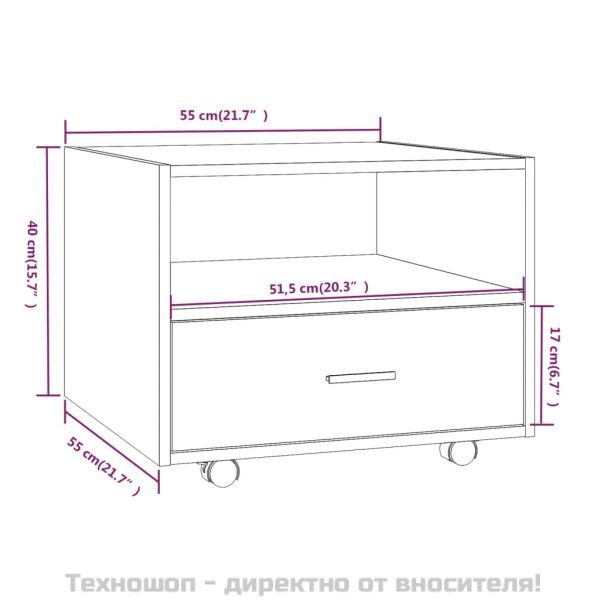 Кафе маса, сив сонома, 55x55x40 см, инженерно дърво