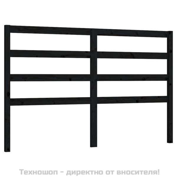 Горна табла за легло, черна, 146x4x100 см, бор масив