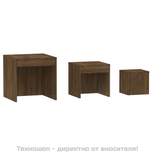 Стифиращи маси, 3 бр, кафяв дъб, инженерно дърво