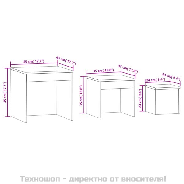 Стифиращи маси, 3 бр, кафяв дъб, инженерно дърво