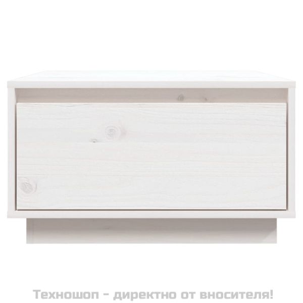Кафе маса, бяла, 55x56x32 см, борово дърво масив