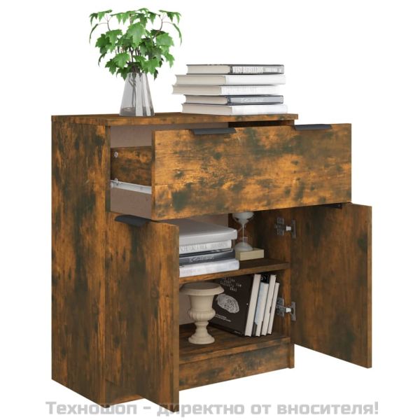 Сайдборд, опушен дъб, 60x30x70 см, инженерно дърво