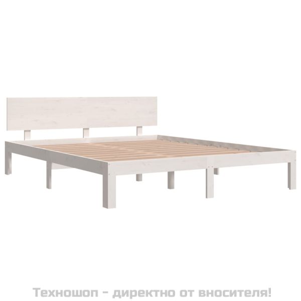 Рамка за легло, бяла, бор масив, 160х200 см