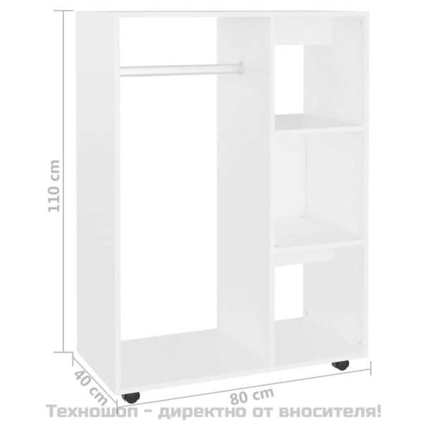 Гардероб, бял, 80x40x110 см, инженерно дърво