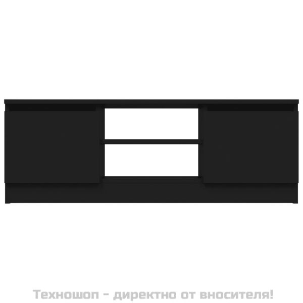 ТВ шкаф с врата, черен, 102x30x36 см