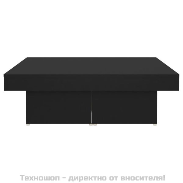 Маса за кафе, черна, 90x90x28 см, инженерно дърво