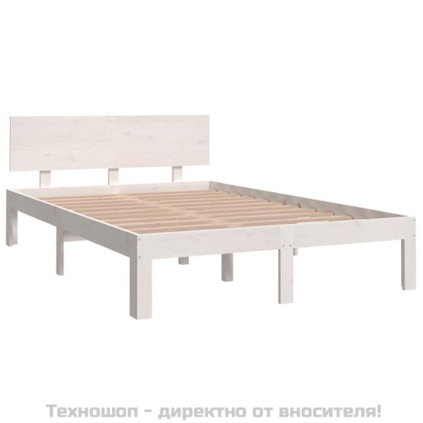 Рамка за легло, бяла, дърво масив, 120x190 см, Small Double