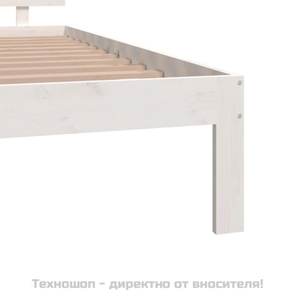 Рамка за легло, бяла, дърво масив, 120x190 см, Small Double