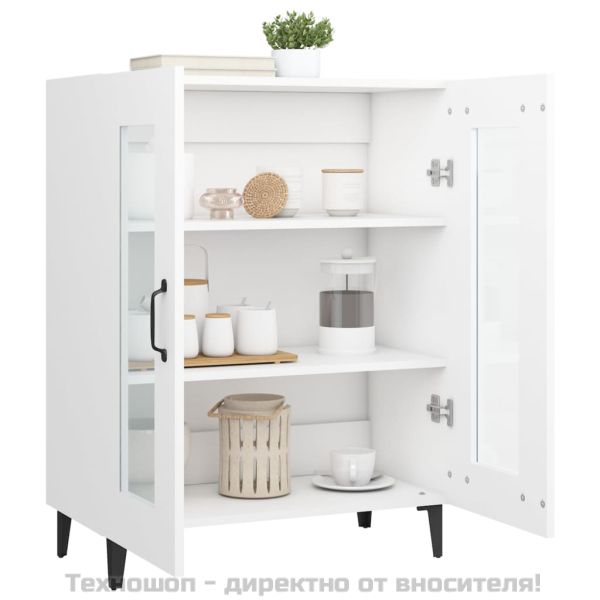 Сайдборд, бял, 69,5x34x90 см, инженерно дърво