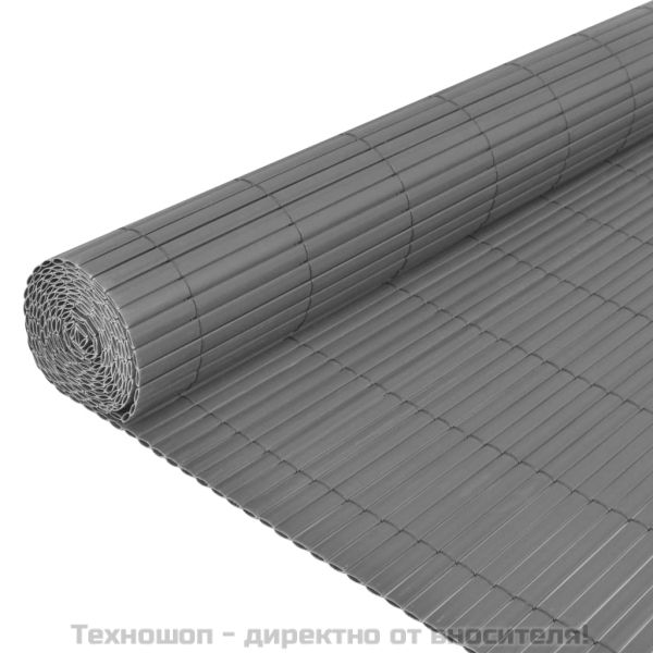 Двустранна градинска ограда, PVC, 90x500 см, сива