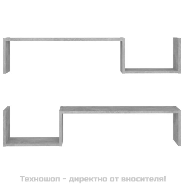 Стенни рафтове 2 бр бетонно сиви 100x15x20 см инженерно дърво