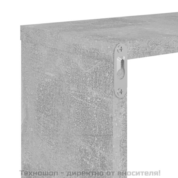 Стенни рафтове 2 бр бетонно сиви 100x15x20 см инженерно дърво