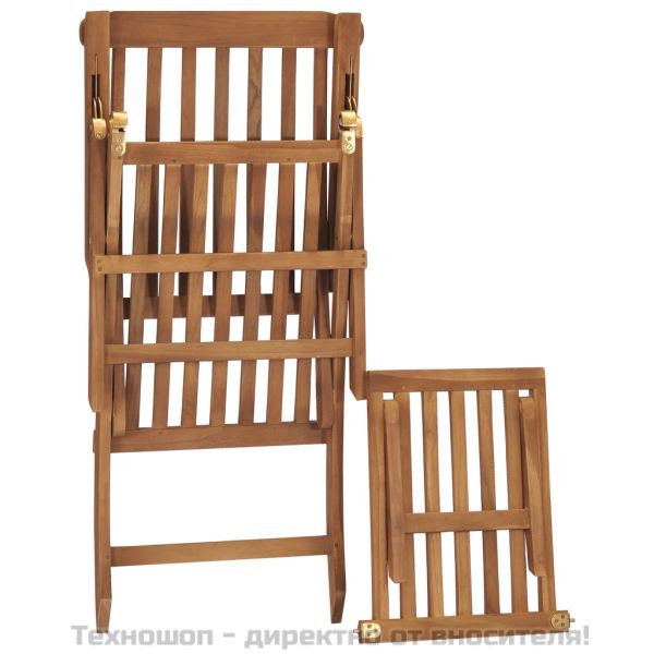 Стол за веранда с възглавница, кремавобял, тиково дърво масив