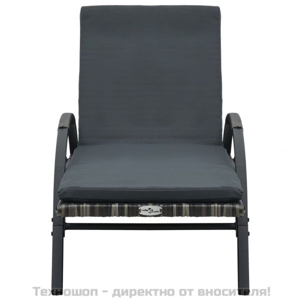 Шезлонг с шалте и колелца, полиратан, антрацит