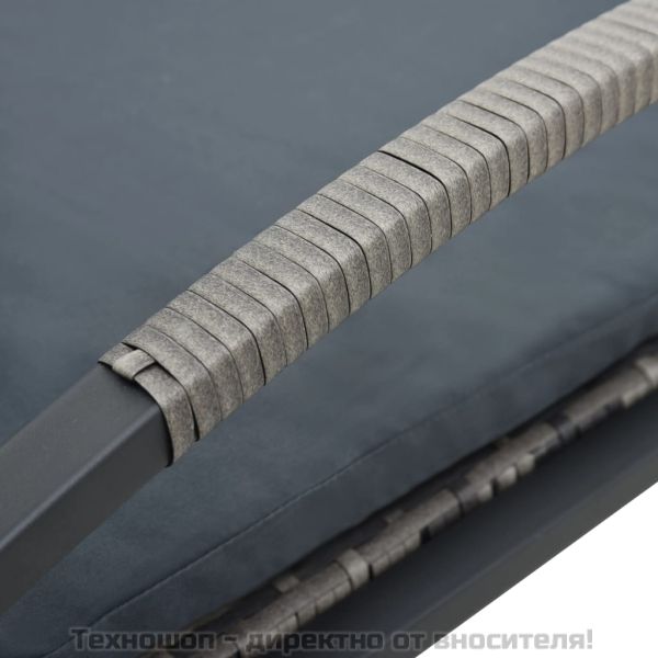 Шезлонг с шалте и колелца, полиратан, антрацит