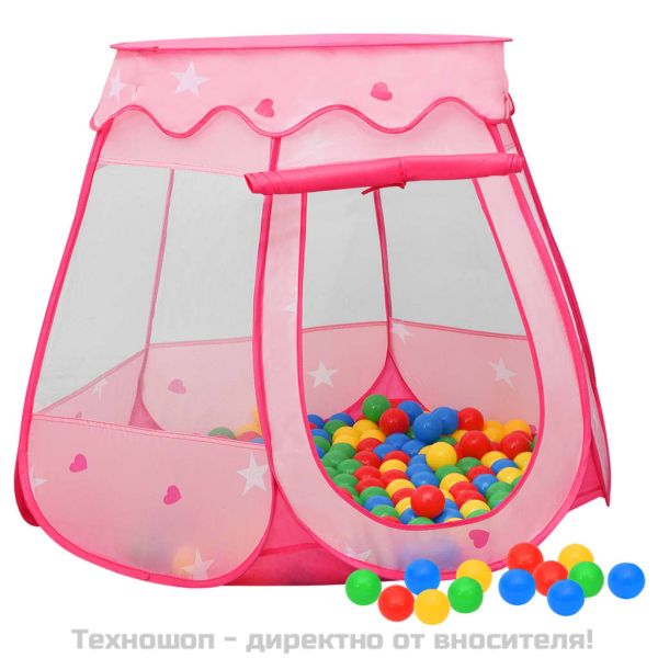 Детска палатка за игра, розова, 102x102x82 см