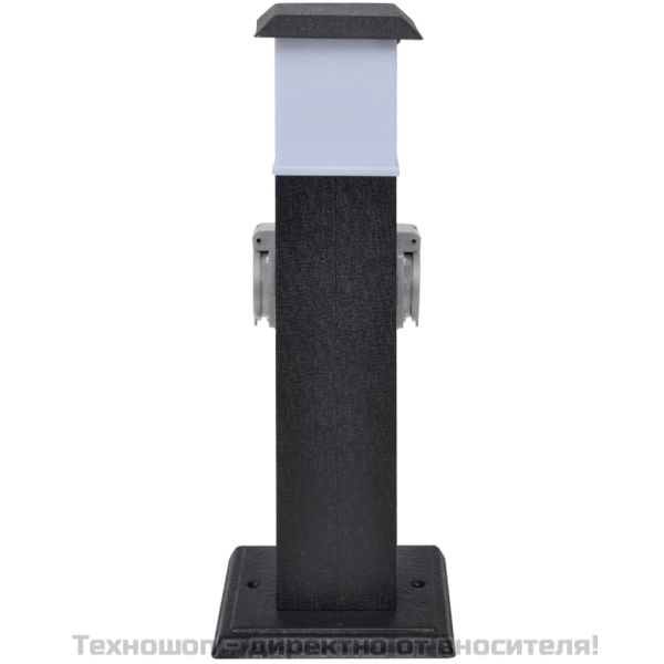 Черна градинска колона с контакт и лампа