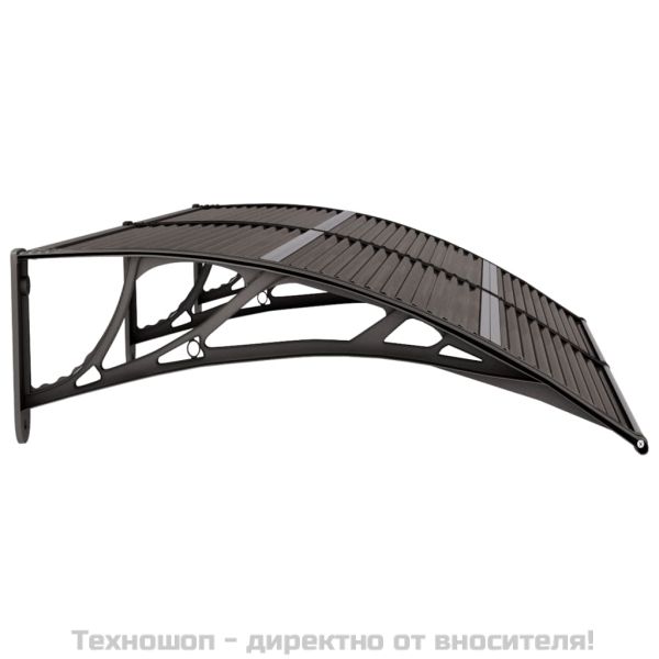 Навес за врата, черен, 150x75 см, поликарбонат