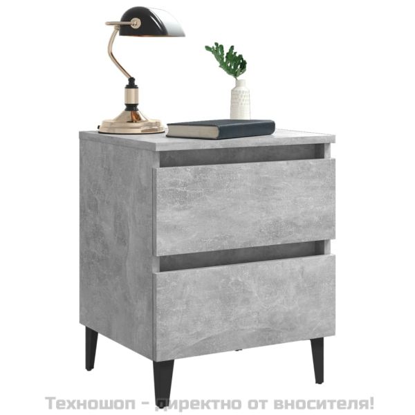 Нощни шкафчета, 2 бр, бетонно сив, 40x35x50 см, инженерно дърво