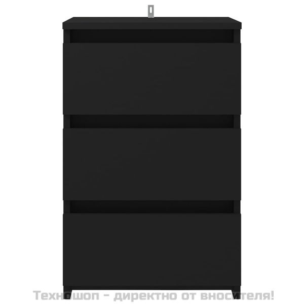 Нощно шкафче, черно, 40x35x62,5 см, инженерно дърво