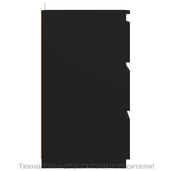 Нощно шкафче, черно, 40x35x62,5 см, инженерно дърво