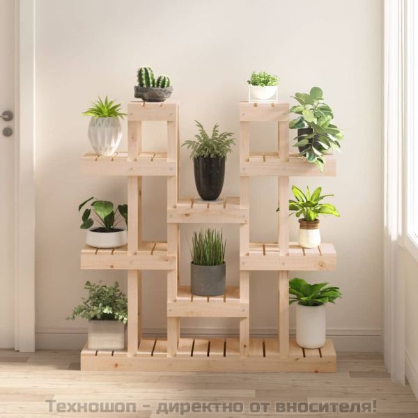 Поставка за цветя, 104,5x25x109,5 см, бор масив