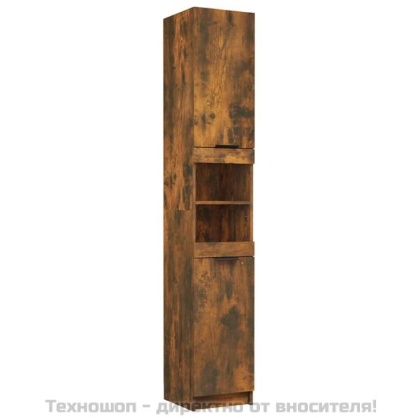 Шкаф за баня, опушен дъб, 32x34x188,5 см, инженерно дърво