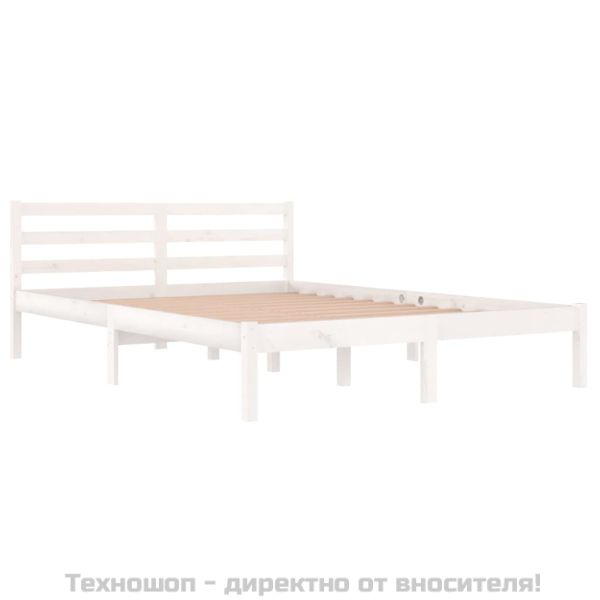 Рамка за легло, бор масив, 140х200 см, бяло