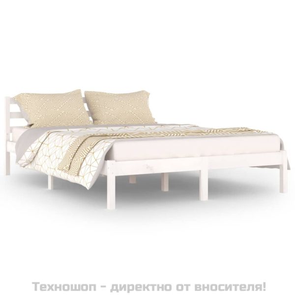 Рамка за легло, бор масив, 140х200 см, бяло