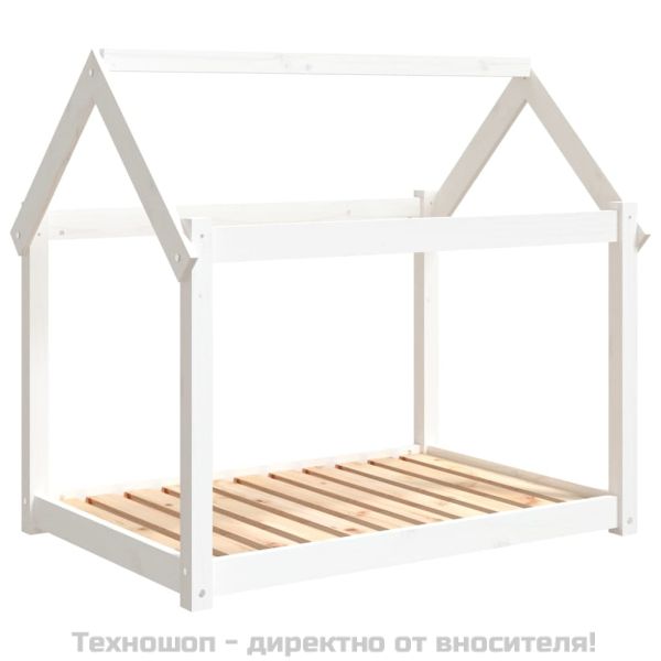 Кучешко легло, бяло, 101x70x90 см, борова дървесина масив