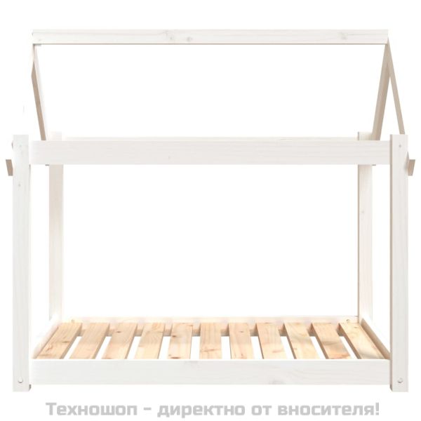Кучешко легло, бяло, 101x70x90 см, борова дървесина масив