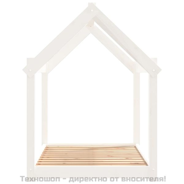 Кучешко легло, бяло, 101x70x90 см, борова дървесина масив